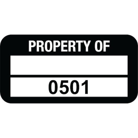 Lustre-Cal VOID Label PROPERTY OF Black 1.50in x 0.75in 1 Blank Pad & Serialized 0501-0600, 100PK 253774Vo2K0501
